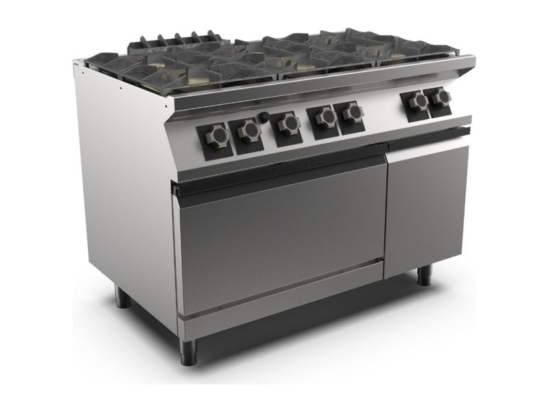 Mareno PC712GFG Gasskomfyr 6 brennere, gassovn, 53 kW